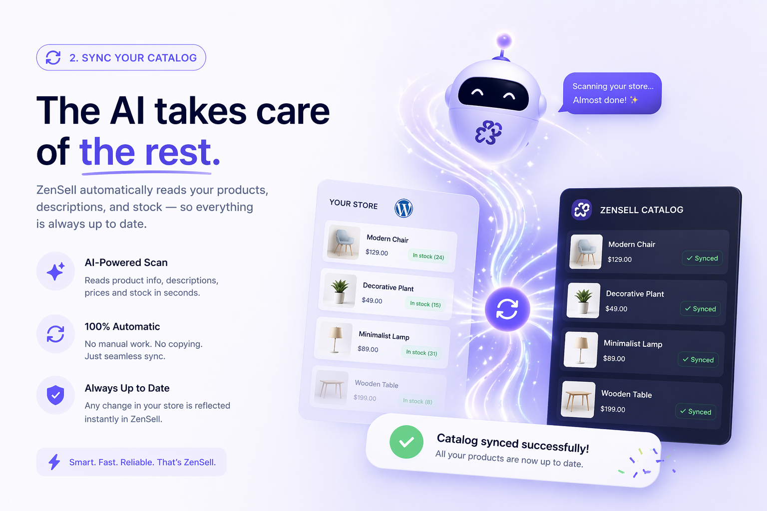 Step 2 — ZenSell automatically syncs your products, descriptions and stock.